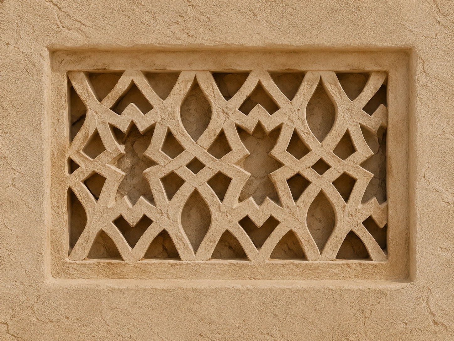 Traditional Najdi carved stone screen